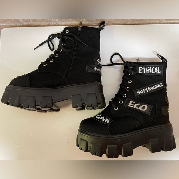 Like New -New Rick Brand Black Eco Vegan Black Mili Boots, Size Euro 39 - Picture 4 of 7